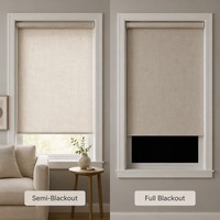 Persiana Romana con Aspecto de Lino Wabi Sabi, Persianas Personalizadas para Ventanas, Persiana Romana con Aislamiento Térmico, Control Remoto para Hotel, Oficina, Cafetería