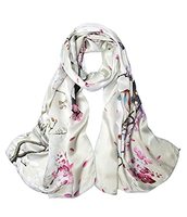 ANDANTINO Écharpes longues florales 100% soie pour femmes