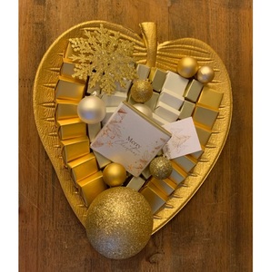 Plateau de service décoratif feuille d'or en aluminium de luxe et serveur de chocolat pour cadeau de fête et de décoration intérieure - Product Image 3