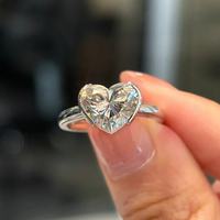 Bague élégante pour femme avec demi-besace en forme de cœur, diamant de laboratoire, or rose, or blanc, argent, plaqué or, certifiée IGI, couleur D-E-F, tendance