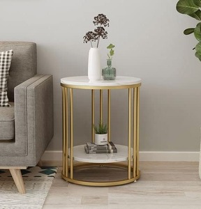 <b>Round</b> Shaped Metal <b>Table</b> With Wood Top <b>Tables</b> Accent <b>Side</b> <b>Table</b> for Living Room and Home Furniture High Quality - Product Image 1