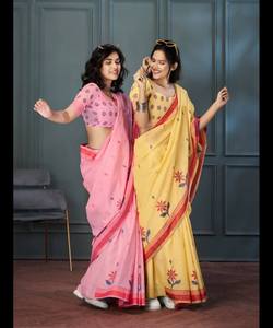 Vêtement Ethnique Dernier Indien Dames Pas Cher Prix Bas Sarees Femmes Porter Dentelle Bordure Imprimée Sari + Blouse Apparelgarment - Product Image 4