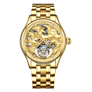 นาฬิกาข้อมือผู้ชาย Tourbillon ระบบอัตโนมัติ ขนาด 42 มม. โครงสร้างโปร่งแสง พร้อมฟังก์ชั่น Flying Tourbillon เรืองแสง สายหนังแท้ - Product Image 5