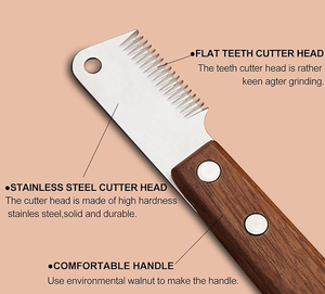 Cuchillo pelador profesional para perros para el cuidado de mascotas Border Terrier con mango de madera Todo tipo de cuchillos peladores están disponibles - Product Image 3