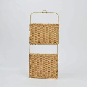 Cesta de almacenamiento montada en la pared de ratán Natural hecha a mano compartimentos duales estilo Zen asiático organizador colgante cocina sala de estar - Product Image 5