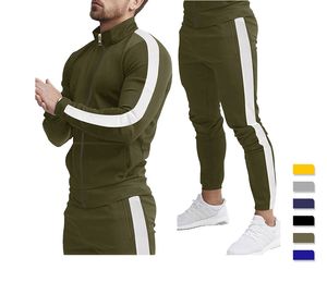Costume de sport décontracté coupe ajustée pour homme Pantalon long et sweat à capuche avec col montant et motif patchwork pour ensemble de sports d'hiver - Product Image 2