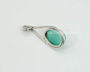 Pendentif en argent sterling massif 925 Aqua Calcedony Mars Month Birthstone - Product Image 4
