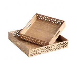Ensemble de 3 plateaux de service en bois d'acacia, écologiques, durables, de qualité commerciale, pour hôtels et restaurants, Noël - Product Image 3