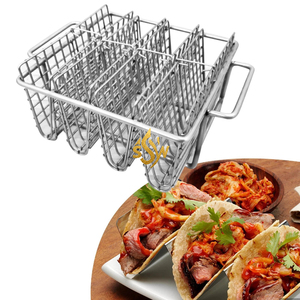 ชุดที่ตั้งทาโก้ชั้นวางทาโก้สแตนเลสสำหรับอบและย่างอาหารขัดเงามีความปลอดภัย - Product Image 2