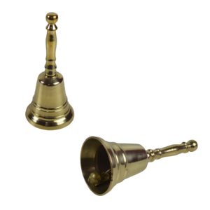 Campanas decorativas de latón pulido brillante a mano con mango completamente de metal, campana festiva con mango, decoraciones navideñas - Product Image 3