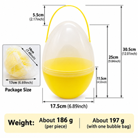 Œuf de Pâques géant transparent en plastique de 25 cm, conteneur cadeau DIY pour enfants, sérigraphie rose vif jaune clair, ouvrable et remplissable