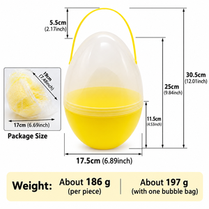 25cm <b>Giant</b> Clear <b>Plastic</b> Easter <b>Egg</b> Children's DIY Gift Container Silk Screen Printing Hot Pink Light Yellow Openable Fillable - Product Image 4