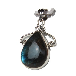 Flashy 925 Sterling Silver 925 Wrap Unisexe Goutte Forme Pendentif Labradorite Cabochon Piedras Naturales Pendentif Pendentif Pendentif - Product Image 4