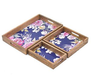 Bandeja impresa de madera con acabado rústico para cocina de granja Bandeja de servicio de madera impresa moderna con pulido suave al precio más barato - Product Image 1