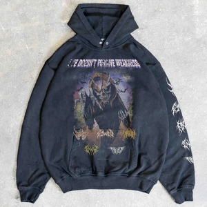 Mode unisexe coton surdimensionné blanc Vintage en détresse pierre acide lavage à capuche Logo personnalisé sweat décontracté Stone Wash sweats à capuche - Product Image 3