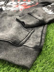 Sweat à capuche zippé en molleton de coton délavé à l'acide, effet vieilli, coupe classique, logo personnalisé, délavé au soleil, collection hiver 2025 - Product Image 6