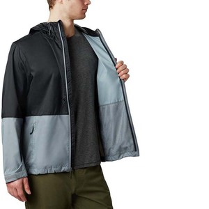 Veste coupe-vent imperméable pour homme à col montant avec fermeture éclair intégrale, doublure en maille 100% polyester, toile enduite personnalisée OEM, fermeture éclair brodée sur le devant - Product Image 5