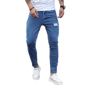 Jeans Hombre Ropa Selvedge Denim Pantalón ancho Boys Cargo Homme Frayed Baggy Wash Ripped Skinny Jean Marca Hombres Ropa Hombres Jeans - Product Image 3