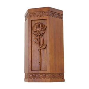 Urna de madera de cremación para cenizas humanas, urna funeraria de flor de Rosa grabada a mano para adultos para madre, papá, exhibición de entierro en casa - Product Image 1