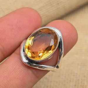 Bague en pierre précieuse citrine faite à la main en argent sterling 925, bijoux en pierre ovale, cadeau pour femmes, élégant et unique - Product Image 4