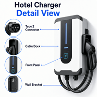 Borne de recharge murale monophasée 7 kW 32 A pour véhicules électriques, Type 2, OCPP, contrôle par application RFID, IP54, usage commercial