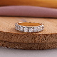 Bague demi-éternité classique unisexe en argent sterling plaqué rhodium, zircon glacé certifié VVS, 3mm 4mm 5mm, pour mariage, anniversaire, fête