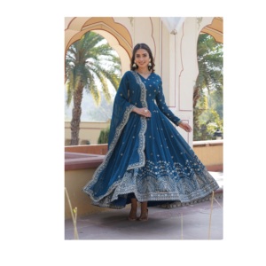 Georgette de imitación de calidad de exportación india con Zari y vestido de novia bordado de lentejuelas para mujer de exportación India - Product Image 1