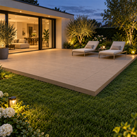 Panneaux de terrasse en WPC pour extérieur avec structure en acier carré 1m x 1m pour extensions de terrasse et aménagement de terrasses autour d'une piscine de jardin
