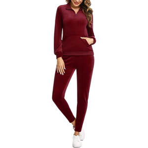 Ensemble de survêtement en polaire épaisse pour femmes sur mesure hiver Streetwear Premium Polyester chaud Jogging tenue - Product Image 1