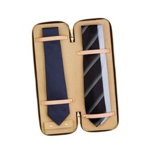 Nueva llegada de cuero genuino logotipo personalizado color negro viaje Tie Holder Case - Product Image 1