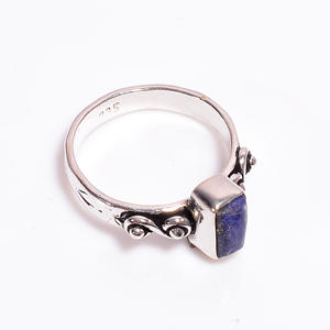 Anillo de Boda Clásico de Plata de Ley 925 con Piedra Preciosa de Lapislázuli para Compromiso, Aniversario, Fiesta, Regalo, Anillos Finos, Categoría de Producto - Product Image 2