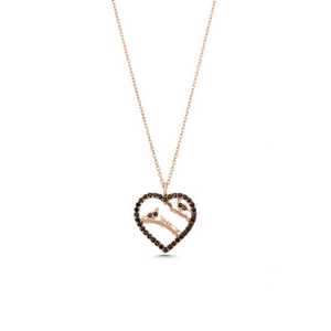 Pendentif Cœur en Argent Sterling 925 avec Figurine d'Oiseau et Sertissage en Pierre Noire, Breloques en Platine avec Incrustation d'Opale - Product Image 6