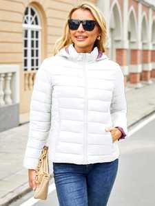 Chaqueta Bomber Corta de Mezclilla Acolchada para Mujer, Color Personalizado, Otoño, Cálida, con Capucha, Ligera, Cómoda, para Clima Frío - Product Image 6