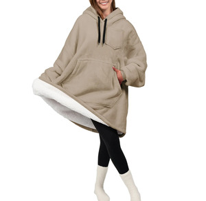 Sweat à capuche en sherpa pour femmes, tricoté, chaud, surdimensionné, en polaire sherpa, couverture, vêtements d'hiver, fournisseur en gros de marque privée - Product Image 4