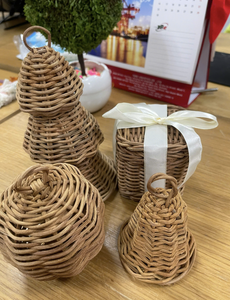 Conjunto de adornos navideños de mimbre hecho a mano tradicional de Vietnam, artesanía rústica, decoración de árbol de vacaciones para estilo ecológico para el hogar - Product Image 6