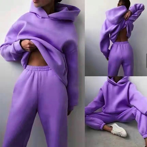 Conjunto Deportivo Profesional para Mujer, Estilo Nuevo, Invierno, Color Sólido, 100% Algodón, Felpa, Estilo Holgado, Marca Privada OEM - Product Image 2
