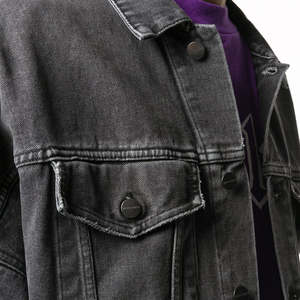 Men's Winter <b>Denim</b> <b>Jacket</b> Long <b>Custom</b> Design Casual Stand Vintage Style High Quality <b>Custom</b> Colors Front Breathable Windproof - Product Image 5