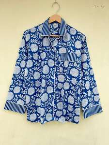 Ropa de dormir de popelina de algodón 100% hecha a mano India elegante estampado Floral estilo informal de lujo manga larga de tiro alto otoño primavera - Product Image 6