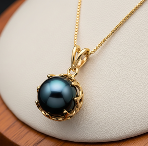 Vente chaude chaîne délicate en argent Sterling 925 avec pendentif perle noire bohème 18K or cristal de guérison mode délicate - Product Image 6