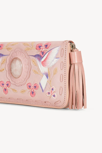 ลายดอกฮัมมิงเบิร์ดและรูปดอกไม้วิลโลซ่ามือและวาดด้วยมือที่อยู่รอบๆหินควอตซ์แท้จากดอกกุหลาบ - Product Image 3