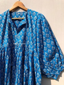 Robe maxi en gaze de coton, imprimé indien en bloc, bohème, été, femmes, OEM et approvisionnement en vrac au meilleur prix - Product Image 3