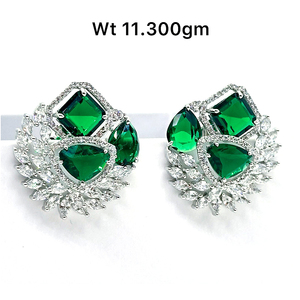Joyería elegante Plata 925 Full Sparkling CZ Cubic Zircon Pave flor en forma de elegante perla grande Stud pendientes para mujer boda - Product Image 6