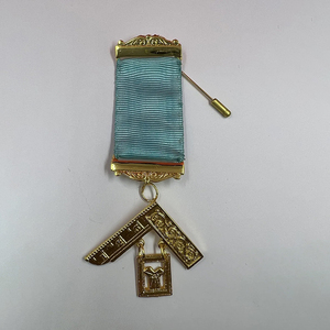 Royal and Select Members Breast Jewel Gold Plated Triangle Emblem Masonic Cryptic Rite Regalia with Ribbon Top quality Ronpex - Product Image 4