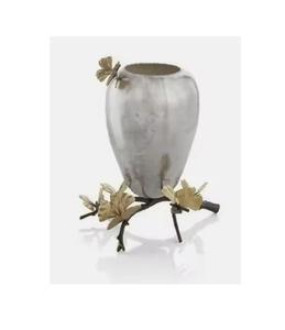 Florero de oro de aluminio fundido decorativo para el hogar en dos tamaños Florero de piso en color oro áspero Macetas y jardineras de boda - Product Image 4