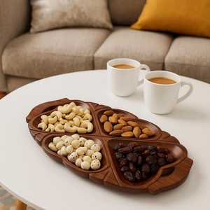 Plateau de service en bois d'acacia 100% de qualité supérieure vaisselle ovale unique pour la cuisine maison cuisine stockage servant pour les boissons alimentaires - Product Image 6