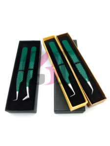 Pinzas de extensión de pestañas de diferentes estilos con recubrimiento en polvo de Calary del mejor estilo al por mayor herramientas de belleza de acero inoxidable con agarre de diamante - Product Image 4