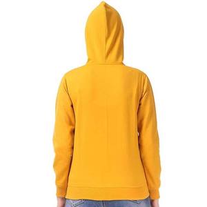 Felpe con Cappuccio da <span class=keywords><strong>Donna</strong></span> Personalizzate in Cotone 100% Stile Streetwear Autunno Inverno Lavorazione a Maglia 300Gsm con Zip Colore Giallo - Product Image 5
