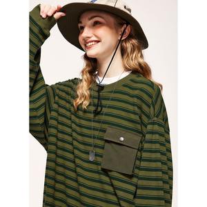 Camiseta a rayas personalizable de alta calidad 100% algodón Unisex de gran tamaño sólido cuello redondo Camiseta de manga corta - Product Image 4