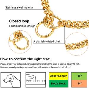 <span class=keywords><strong>Collar</strong></span> para Perro Qbellpet, Nuevo Modelo, Cadena de Acero Inoxidable de 10 mm de Ancho, <span class=keywords><strong>Collar</strong></span> de <span class=keywords><strong>Metal</strong></span> para Pasear Perros, Color Oro Rosa, Resistente a Mordeduras - Product Image 3