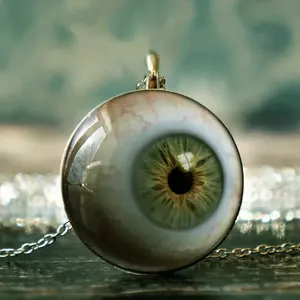 Vintage Glass Eyeball Pendant - Spooky Yet Chic Necklace For Mardi Gras Halloween Ideal Daily Accessory